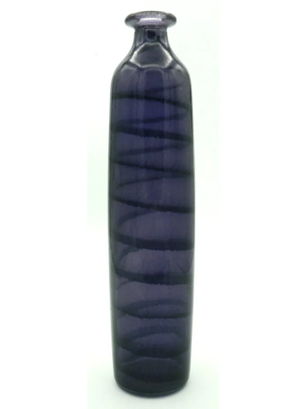 Amethyst Glass Purple with Black Swirl Recycled Art Glass Bud Vase Spain
